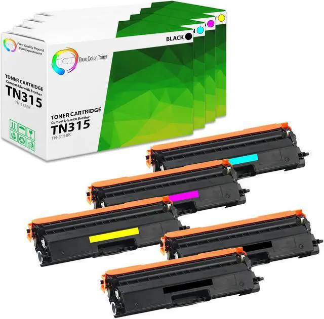 Main image of TCT TN315 Toner Cartridge 5 Pack - Premium Compatible Replacement for Brother TN-315BK TN-315C TN-315M TN-315Y Works With Brother HL-4150CDN 4570CDWT MFC-9460CDN