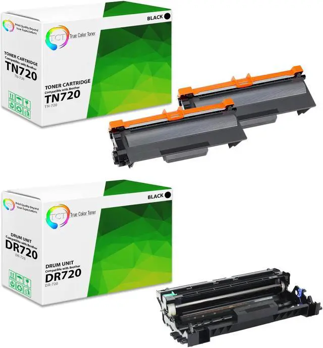 Main image of True Color Toner TN720Toner Cartridge 2 Pack and DR720 Drum Unit - Premium Compatible Replacements for Brother HL-5440D 5450 6180 5470 MFC-8510 8810 DCP-8110 8150