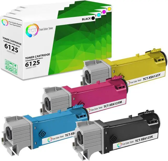 Main image of True Color Toner 6125 Toner Cartridge 4 Pack - Premium Compatible Replacement for Xerox Phaser 6125 6125N