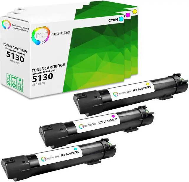Main image of True Color Toner 5130 Color Toner Cartridge 3 Pack - Premium Compatible Replacement for Dell 330-5850 330-5843 330-5852 High Yield Works With Dell 5120 5120cdn 5130 5130CDN 5140 5140cdn