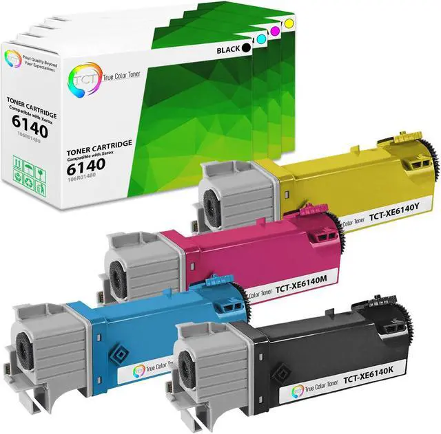 Main image of True Color Toner 6140 Toner Cartridge 4 Pack - Premium Compatible Replacement for Xerox 106R01480 106R01477 106R01478 106R01479 Works With Xerox Phaser 6140 6140N 6140DN