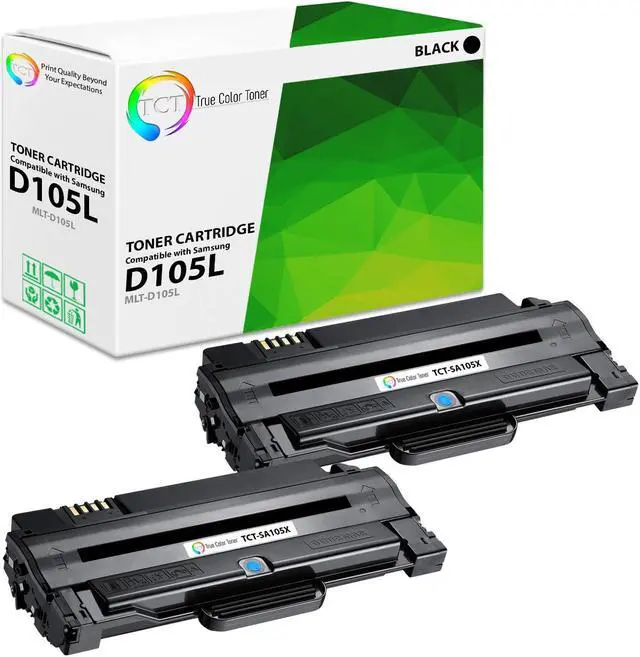 Main image of True Color Toner D105L Toner Cartridge 2 Pack - Premium Compatible Replacement for Samsung MLT-D105L Black High Yield Works With Samsung ML-1910 1911 1915 2525 2545 2525W 2526