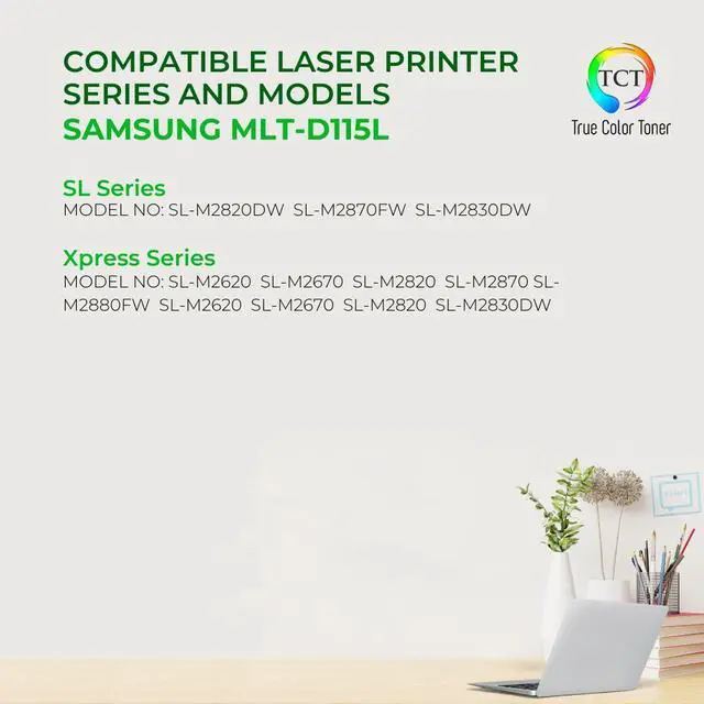 Alt view image 2 of 6 - True Color Toner D115L Toner Cartridge - Premium Compatible Replacement for Samsung MLT-D115L Black High Yield Works With Samsung Xpress SL-M2620 2620ND 2820DW 2820ND