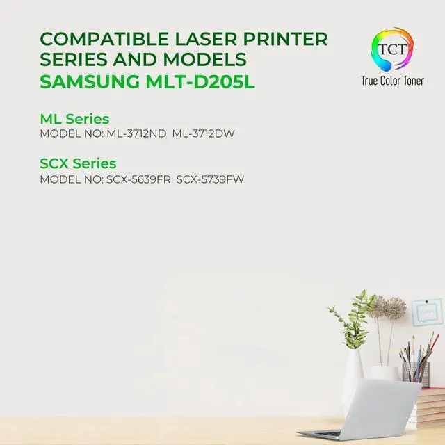 Alt view image 2 of 6 - True Color Toner D205L Toner Cartridge - Premium Compatible Replacement for Samsung MLT-D205L Black High Yield Works With Samsung ML-3310D 3310ND 3312ND 3710ND