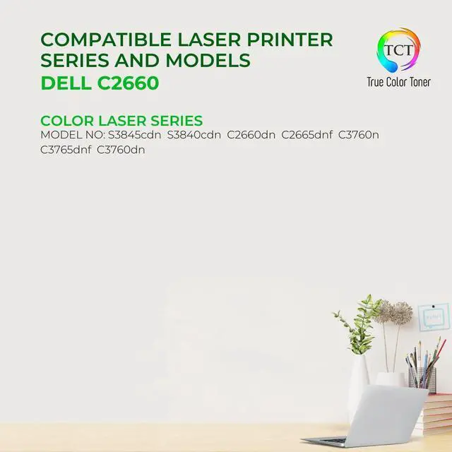Alt view image 2 of 6 - True Color Toner 2660 Toner Cartridge 4 Pack - Premium Compatible Replacement for Dell 593-BBBU 593-BBBT 593-BBBS 593-BBBR High Yield Dell C2660DN C2665DNF