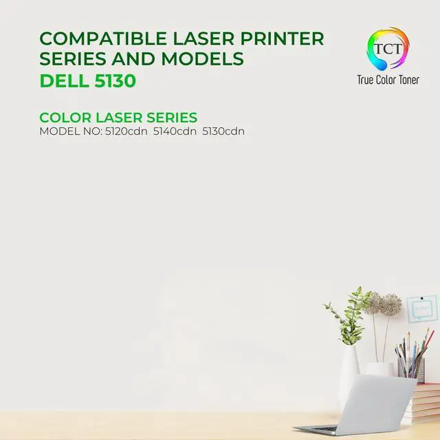 Alt view image 2 of 6 - True Color Toner 5130 Cyan Toner Cartridge - Premium Compatible Replacement for Dell 330-5850 Cyan High Yield Works With Dell 5120 5120cdn 5130 5130CDN 5140 5140cdn