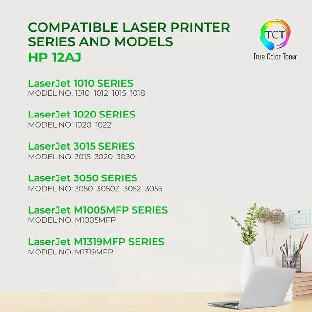 Alt view image 2 of 6 - True Color Toner 12AJ Jumbo Toner Cartridge 2 Pack - Premium Compatible Replacement for HP 12AJ Q2612AJ Black Jumbo Yield Works With HP LaserJet 1010 1012 1015 M1319f MFP