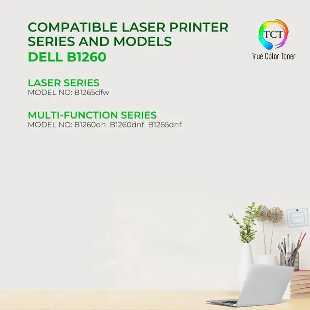 Alt view image 2 of 6 - True Color Toner B1260 Toner Cartridge - Premium Compatible Replacement for Dell 331-7328 Black Works With Dell B1260dn B1260dnf B1265dnf B1265dfw