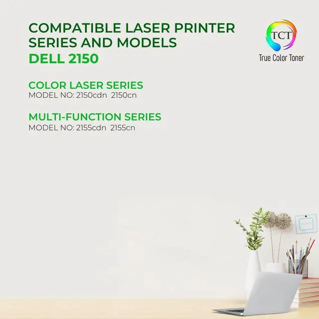 Alt view image 2 of 6 - True Color Toner 2150 Toner Cartridge 4 Pack - Premium Compatible Replacement for Dell 2150 2150CDN 2150CN 2155 2155CDN 2155CN