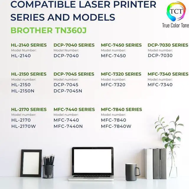 Alt view image 2 of 6 - True Color Toner TN360 Toner Cartridge 2 Pack - Premium Compatible Replacement for Brother TN360 Jumbo Black Works With Brother HL 2120 2125 2140 DCP 7030 7040 MFC 7440N