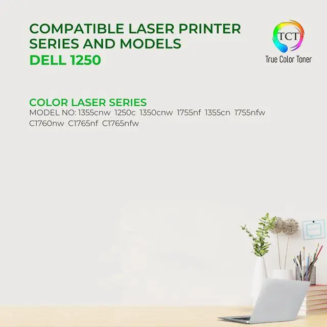 Alt view image 2 of 6 - True Color Toner 1250 Toner Cartridge 5 Pack - Premium Compatible Replacement for Dell 1350CNW 1355CN C1760NW C1765NF