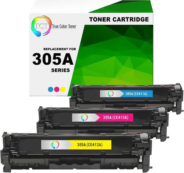 Main image of True Color Toner 305A Color Toner Cartridge 3 Pack - Premium Compatible Replacement for HP 305A CE411A CE412A CE413A Works With HP Laserjet Pro M351A M375NW M451 M475
