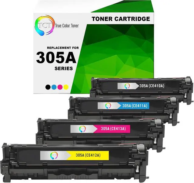 Main image of True Color Toner 305A Toner Cartridge 4 Pack - Premium Compatible Replacement for HP 305A CE410A CE411A CE412A CE413A Works With HP LaserJet Pro M351A M375NW M451 M475