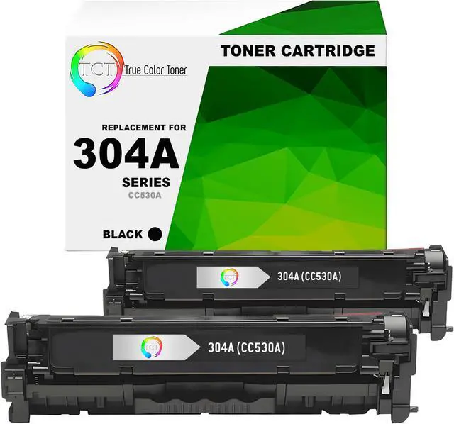 Main image of True Color Toner 304A Black Toner Cartridge 2 Pack - Premium Compatible Replacement for HP 304A CC530A Black Works With HP Color LaserJet CP2025 CP2025N CP2025DN CM2320 CM2320N MFP