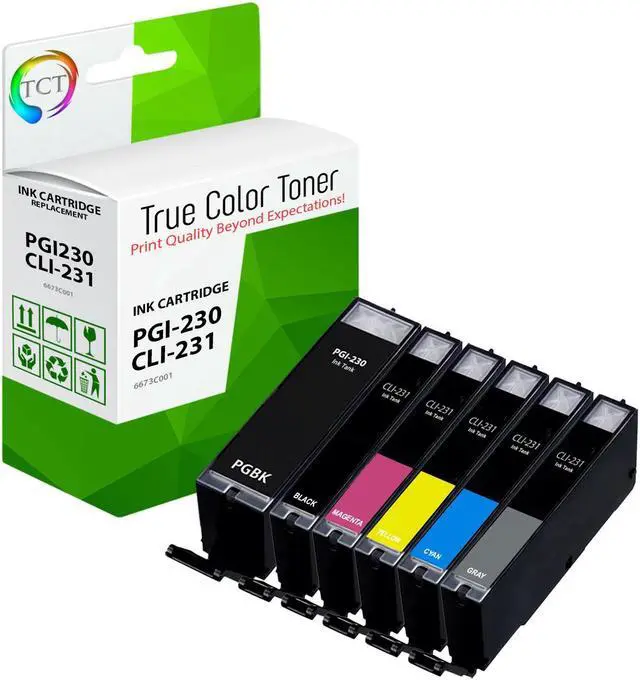 Main image of True Color Toner PGI-230 CLI-231 Ink Cartridge 6 Pack - Premium Compatible Replacement for Canon PGI-230BK CLI-231BK CLI-231C CLI-231M CLI-231Y CLI-231GY Works With Canon PIXMA TS8820