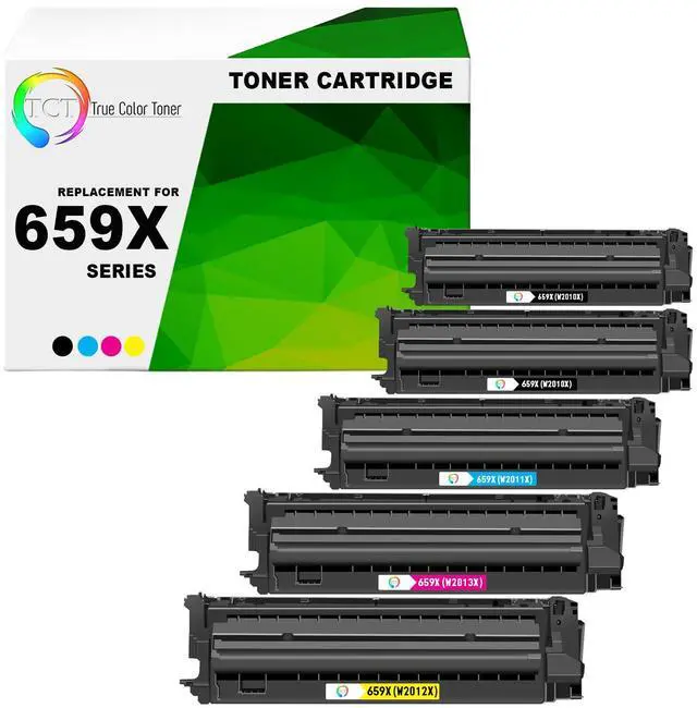 Main image of TCT 659X Toner Cartridge 5 Pack - Premium Compatible Replacement for HP 659X W2010X W2011X W2012X W2013X High Yield Works With Color LaserJet Enterprise M856 M856dn