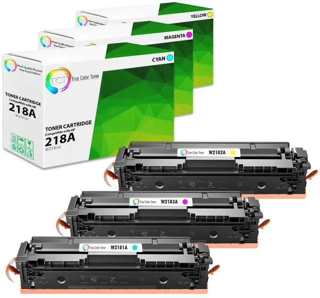 Main image of TCT 218A Color Toner Cartridge 3 Pack - Premium Compatible Replacement WITH CHIP Works With HP LaserJet Pro 3201, MFP 3301 Printers (Cyan Magenta Yellow) - not compatible with "-e" suffix printers"