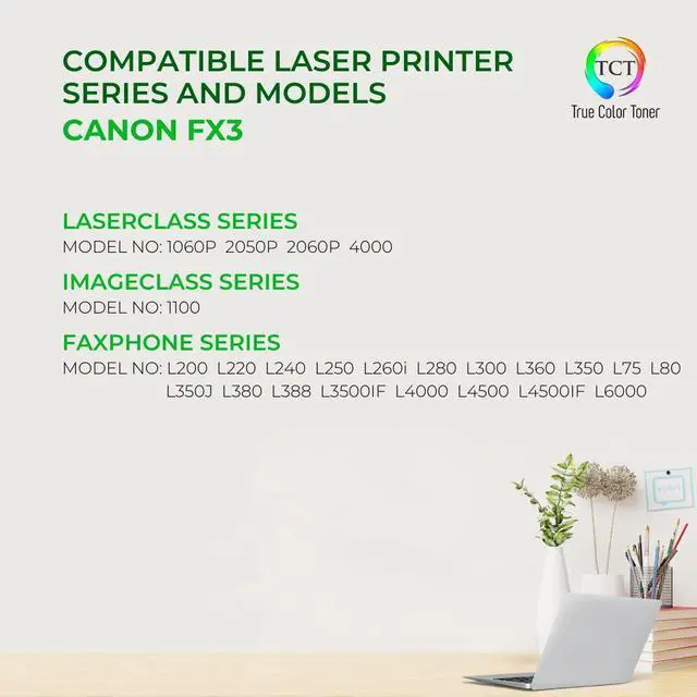 Alt view image 2 of 6 - TCT FX3 Toner Cartridge 2 Pack - Premium Compatible Replacement for Canon FX3 1557A002BA Black Works With Canon LaserClass 1060P 2050P 2060P 4000 ImageClass 1100