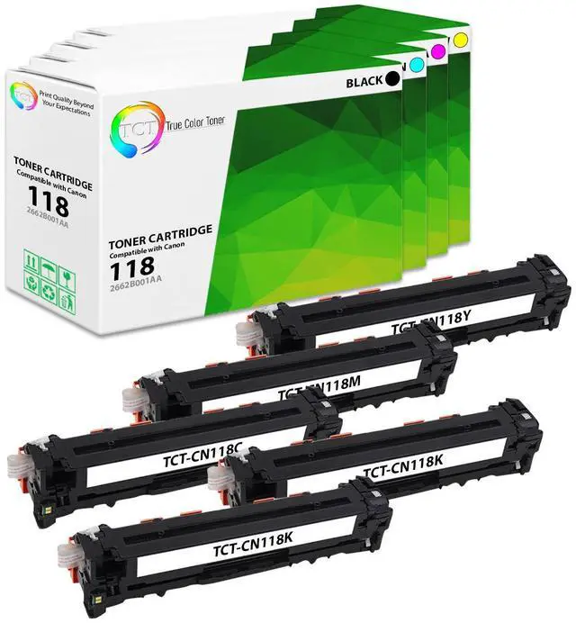 Main image of True Color Toner 118 Toner Cartridge 5 Pack - Premium Compatible Replacement for Canon 118 Works With Canon ImageClass LBP7660CDN LBP7200CDN