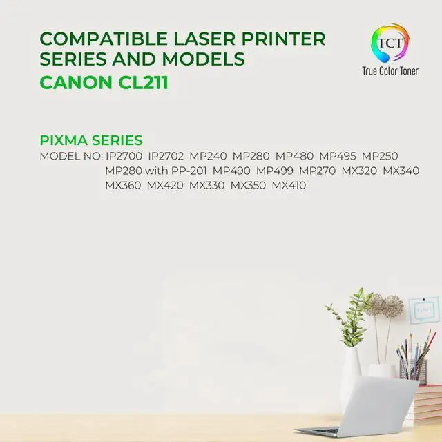 Alt view image 2 of 6 - True Color Toner CL211 Ink Cartridge 4 Pack - Premium Compatible Replacement for Canon CL-211 CL211 Color Works With Canon Pixma MP240 MP270 MX330 MX420 iP2700