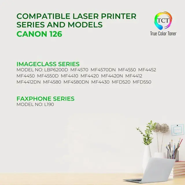 Alt view image 2 of 6 - True Color Toner 126 Toner Cartridge - Premium Compatible Replacement for Canon 126 3483B001AA Black Works With Canon Imageclass LBP 6200D 6200DW 6230D 6230DW