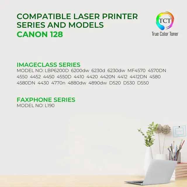 Alt view image 2 of 6 - True Color Toner 128 Toner Cartridge - Premium Compatible Replacement for Canon 128 3500B001AA Black Works With Canon ImageClass LBP6200D MF4770N MF4450 MF4570 D530 D550