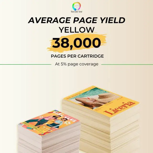 Alt view image 3 of 6 - True Color Toner GPR30 Yellow Toner Cartridge - Premium Compatible Replacement for Canon GPR-30 2801B003AA Yellow Works With Canon ImageRunner C5045 C5051 C5250