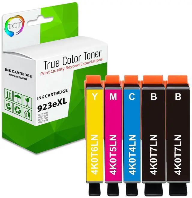 Main image of TCT 923XL High Yield Ink Cartridge 5 Pack - Compatible Replacement for HP 923eXL 4K0T7LN 4K0T4LN 4K0T5LN 4K0T6LN Works with HP OfficeJet pro 8120 8130 Printers (Black, Cyan, Magenta, Yellow)