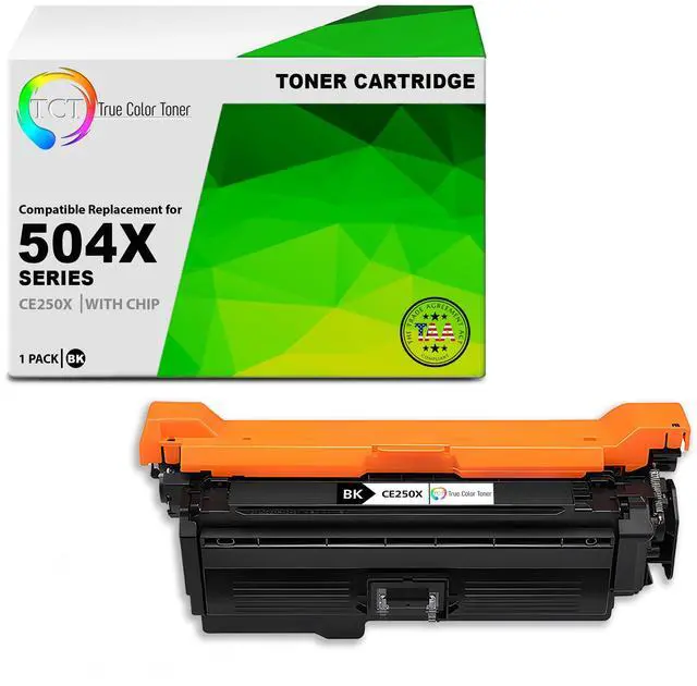 Main image of TCT 504X Black TAA Compliant Toner Cartridge - Premium Compatible Replacement for HP 504X CE250X Black High Yield Works With HP Laserjet CP3520 CP3525 Printers