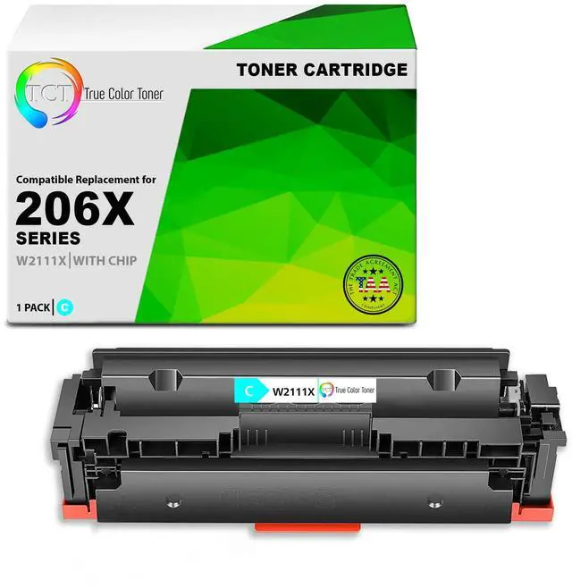 Main image of TCT 206X Cyan TAA Compliant Toner Cartridge - Premium Compatible Replacement for HP 206X W2111X High Yield Works With HP Color LaserJet Pro M255dw M282 Printers