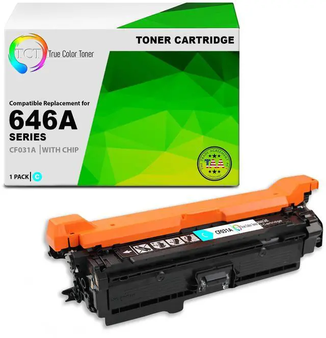 Main image of TCT 646A Cyan TAA Compliant Toner Cartridge - Premium Compatible Replacement for HP 646A CF031A Works With HP Color Laserjet Enterprise CM4540fskm CM4540 MFP Printers
