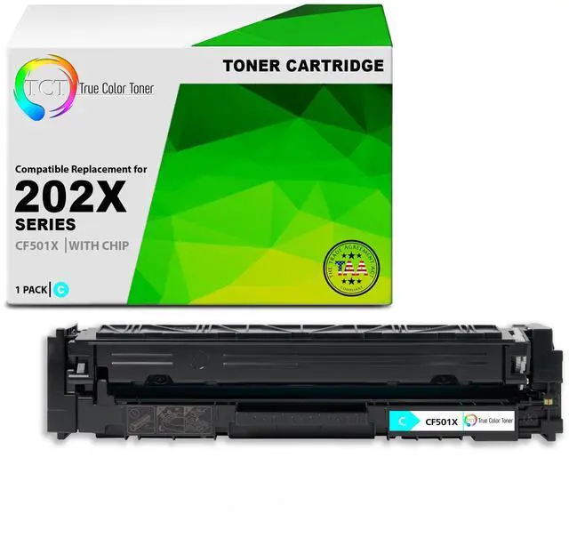 Main image of TCT 202X Cyan TAA Compliant Toner Cartridge - Premium Compatible Replacement for HP 202X CF501X High Yield Works With HP Color LaserJet Pro MFP M280NW M254DW M281FDW Printers