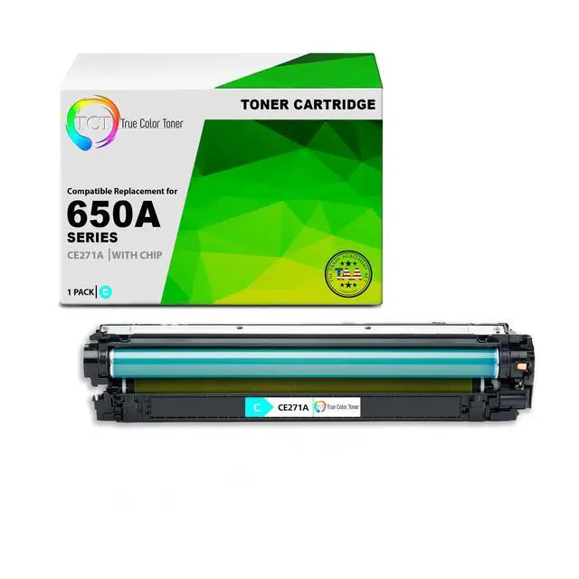 Main image of TCT 650A Cyan TAA Compliant Toner Cartridge - Premium Compatible Replacement for HP 650A CE271A Works With HP Color Laserjet Enterprise CP5525 CP5525dn CP5525n CP5525xh , M750dn M750n Printers