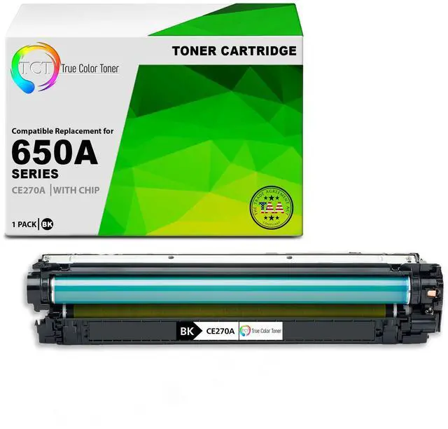 Main image of TCT 650A Black TAA Compliant Toner Cartridge - Premium Compatible Replacement for HP 650A CE270A Works With HP Color Laserjet Enterprise CP5525 CP5525dn CP5525n CP5525xh , M750dn M750n Printers