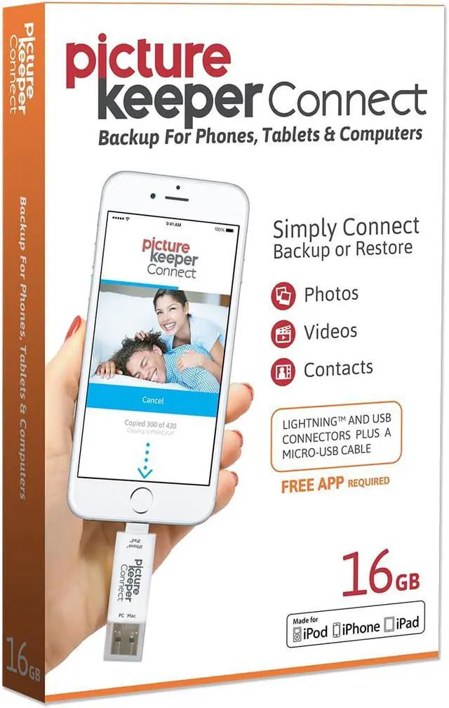 Main image of Picture Keeper Connect 16GB Portable Flash Drive iPhone Android Photo Backup USB Device