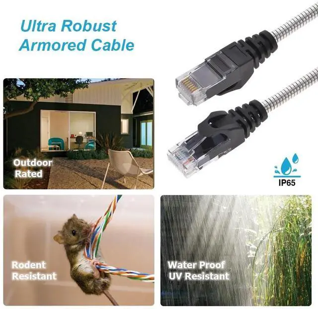Alt view image 2 of 6 - Nippon Labs 60CAT6A-75-24AM 75FT. CAT.6A Patch Cable Armored Anti-Rodent Cables, 24AWG 75 Feet Gigabit LAN Network Cable RJ45 High Speed Ethernet Cable