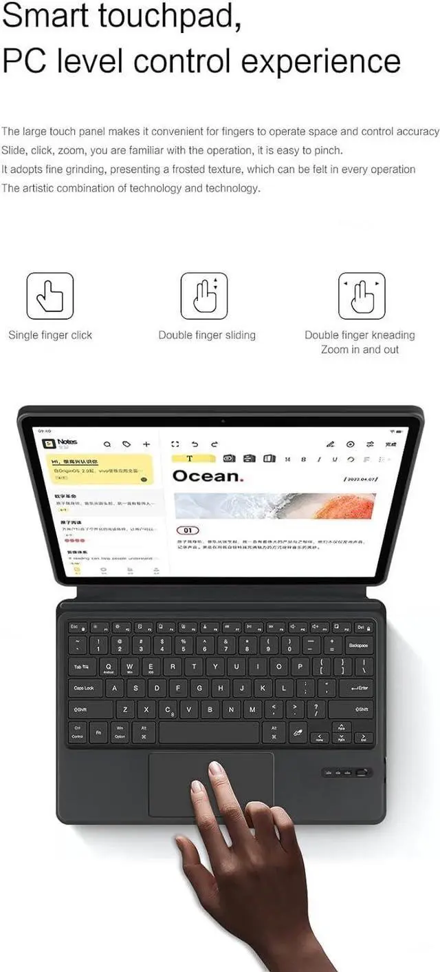 Alt view image 5 of 7 - HUIDETAI Smart Keyboard Case For Samsungs Galaxys Tab S8 Plus 12.4" SM-X800 SM-X806 Cover S8+ S7 Plus S7+ FE T970 T975 Tablet Bluetooth Keyboard Case