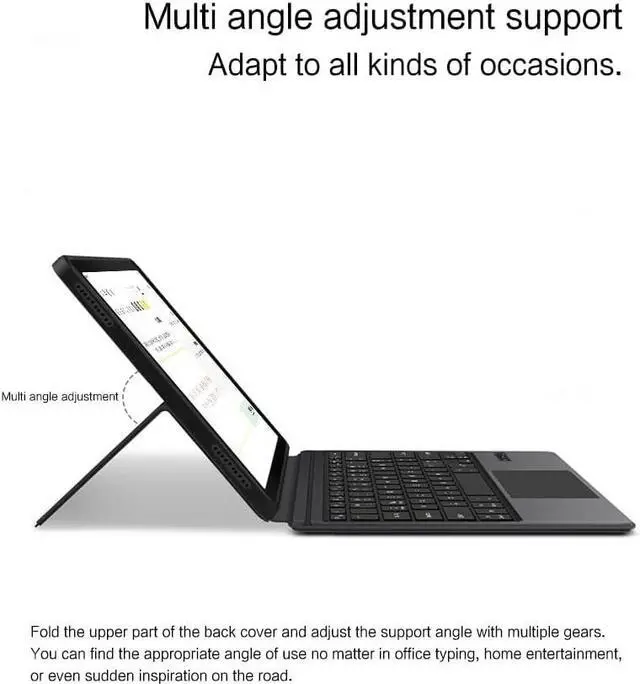 Alt view image 6 of 7 - HUIDETAI Smart Keyboard Case For Samsungs Galaxys Tab S8 Plus 12.4" SM-X800 SM-X806 Cover S8+ S7 Plus S7+ FE T970 T975 Tablet Bluetooth Keyboard Case