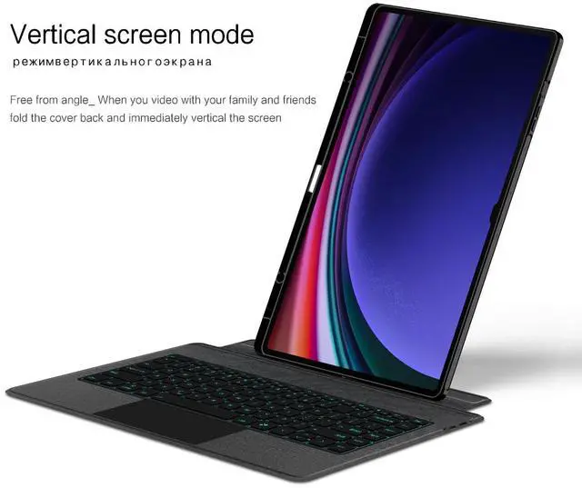 Alt view image 3 of 7 - HUDETAI Keyboard Case for Samsungs Galaxy Tab S10+/S9 FE+/S9+ Plus 12.4" , Backlit Keyboard with Smart Trackpad | Wireless Keyboard Cover with Pen Holder for 12.4 inch Galaxy Tab S10 Plus 5G /S9 Plus