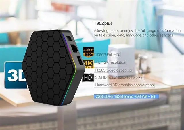 Alt view image 5 of 7 - T95Z Plus Android 7.1 TV BOX KODI, 4K Android TV Streaming BOX 2G RAM 16G ROM, Media Player Smart TV Set Top Box with Amlogic S912 Octa Core Dual Band Wifi 2.4G/5G 3D TV Boxes with Remote