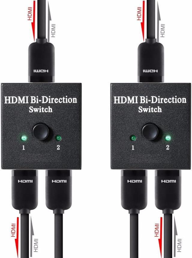 Alt view image 2 of 6 - Full HD 1080P HDMI Switcher 2 Ports Bi-direction Smart AB Switch HDMI Splitter Video Audio Adapter Ultra HD 4K*2K