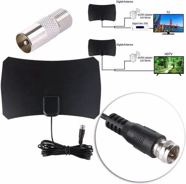 Main image of EU Plug Indoor Outdoor Mini Digital HDTV Freeview TV Antenna For DTMB ATSC ISDB-T DVB-T with TV Aerial Amplifier 50 Mile TV Male