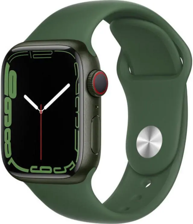 Alt view image 2 of 5 - Apple Watch Series 7 GPS + LTE w/ 41MM Green Aluminum Case & Clover Sport Band