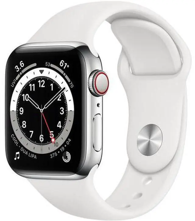 Alt view image 8 of 11 - Apple Watch 40mm Silver Stainless Case with White Sport Band GPS + Cellular M02U3LL/A