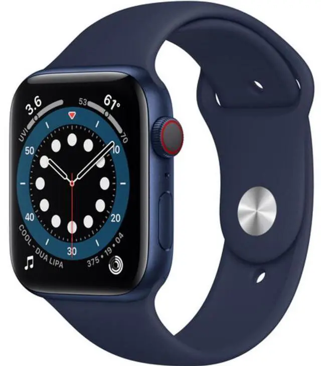 Main image of Apple Watch Series 6 40mm GPS + Cellular, Blue Aluminum Case - Deep Navy Sport Band