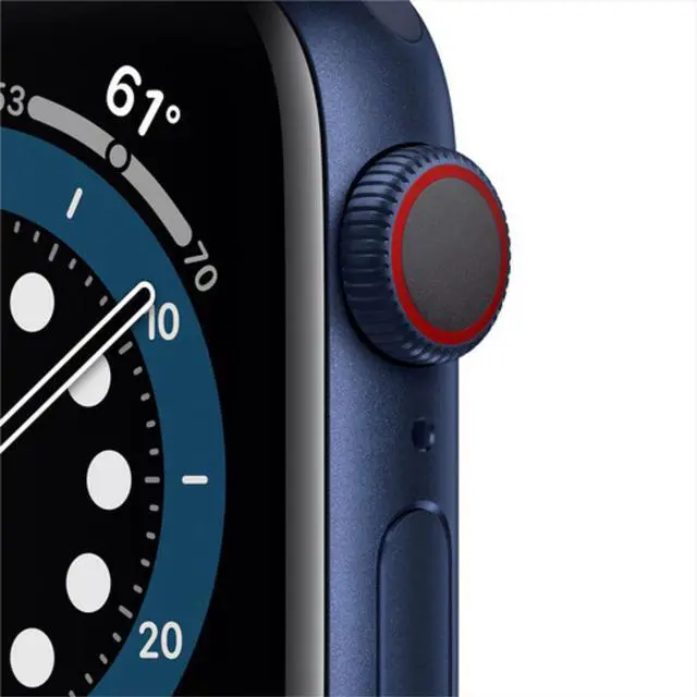 Alt view image 3 of 6 - Apple Watch Series 6 40mm GPS + Cellular, Blue Aluminum Case - Deep Navy Sport Band