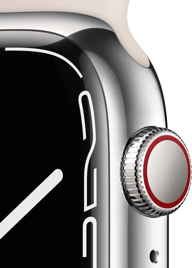 Alt view image 4 of 6 - Apple Watch Series 7 45mm GPS Starlight Aluminum Case - Starlight Sport Band