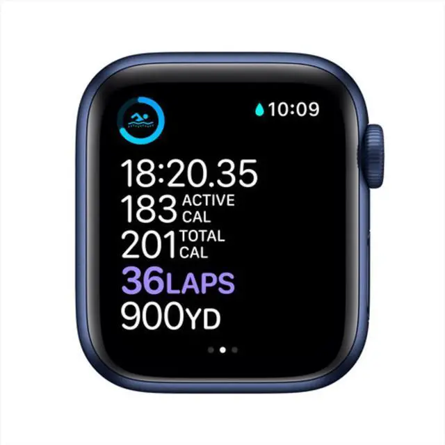 Alt view image 5 of 6 - Apple Watch Series 6 40mm GPS + Cellular, Blue Aluminum Case - Deep Navy Sport Band