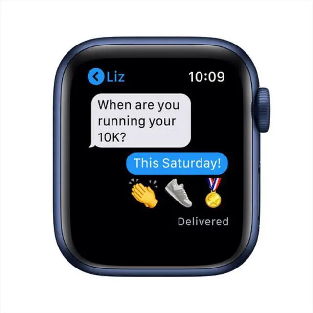 Alt view image 6 of 6 - Apple Watch Series 6 40mm GPS + Cellular, Blue Aluminum Case - Deep Navy Sport Band