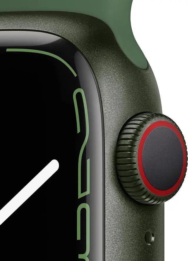 Alt view image 5 of 5 - Apple Watch Series 7 GPS + LTE w/ 41MM Green Aluminum Case & Clover Sport Band